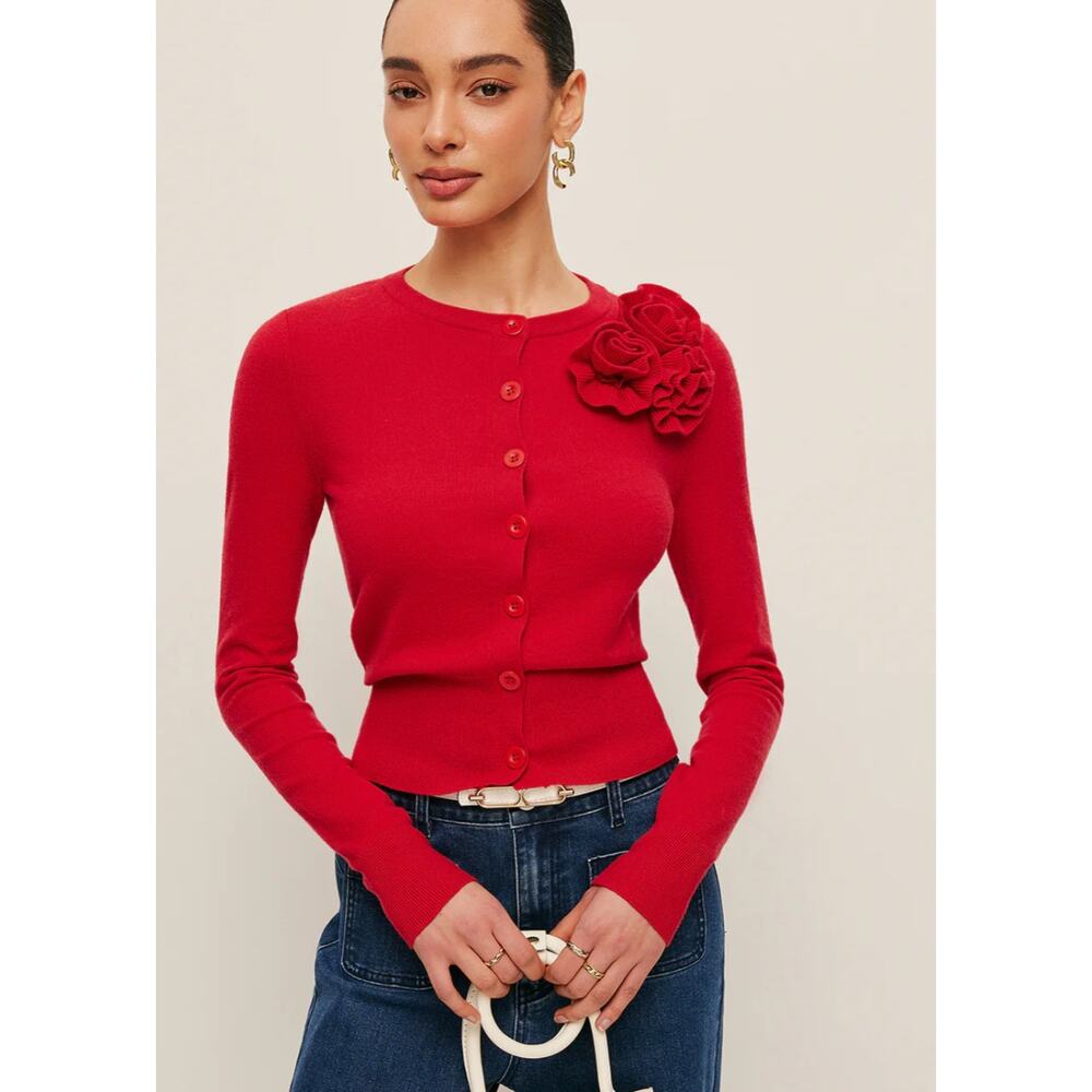 3D Floral Accent Cardigan